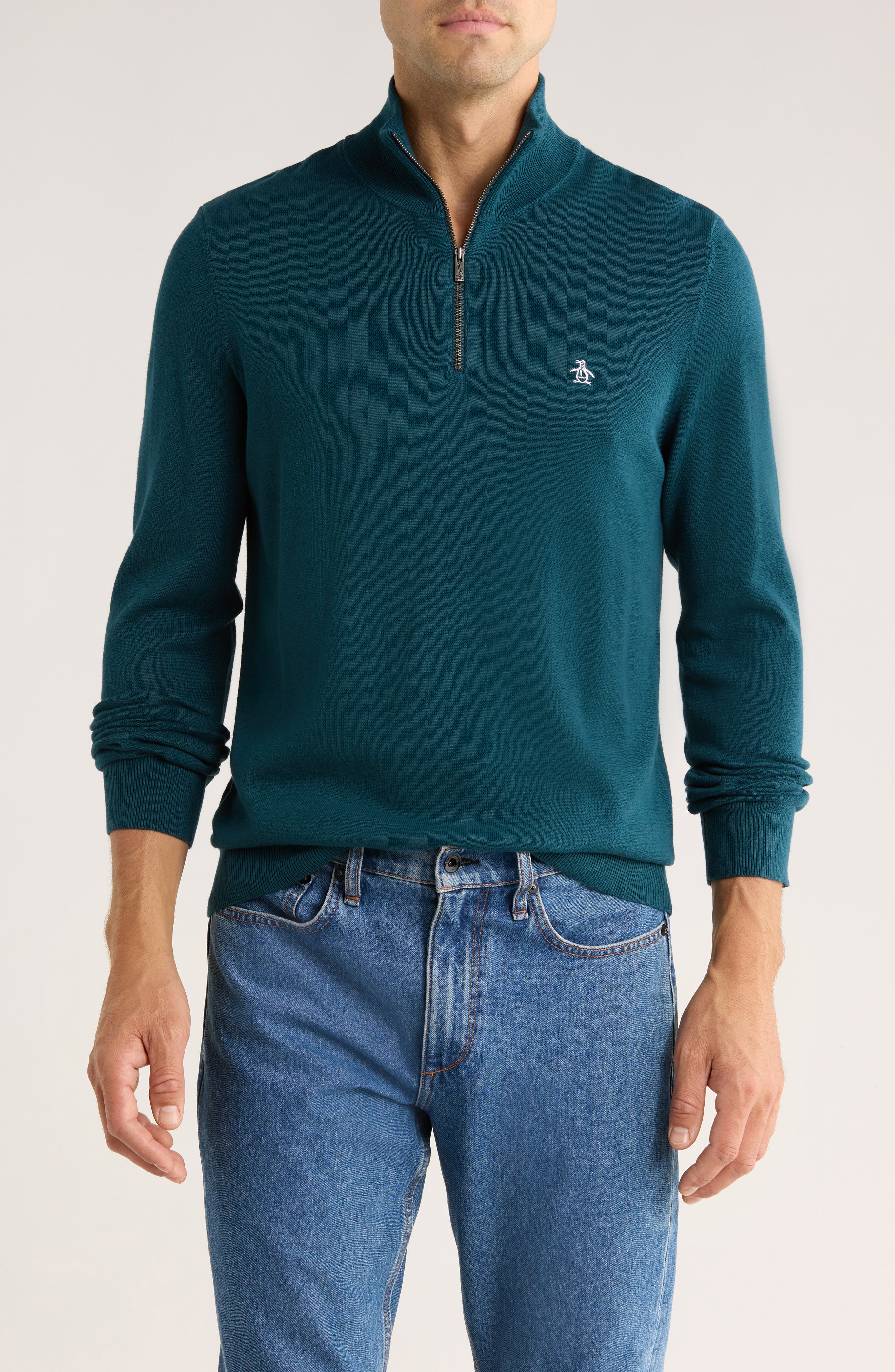 Original Penguin Half Zip Cotton Jersey Sweater
