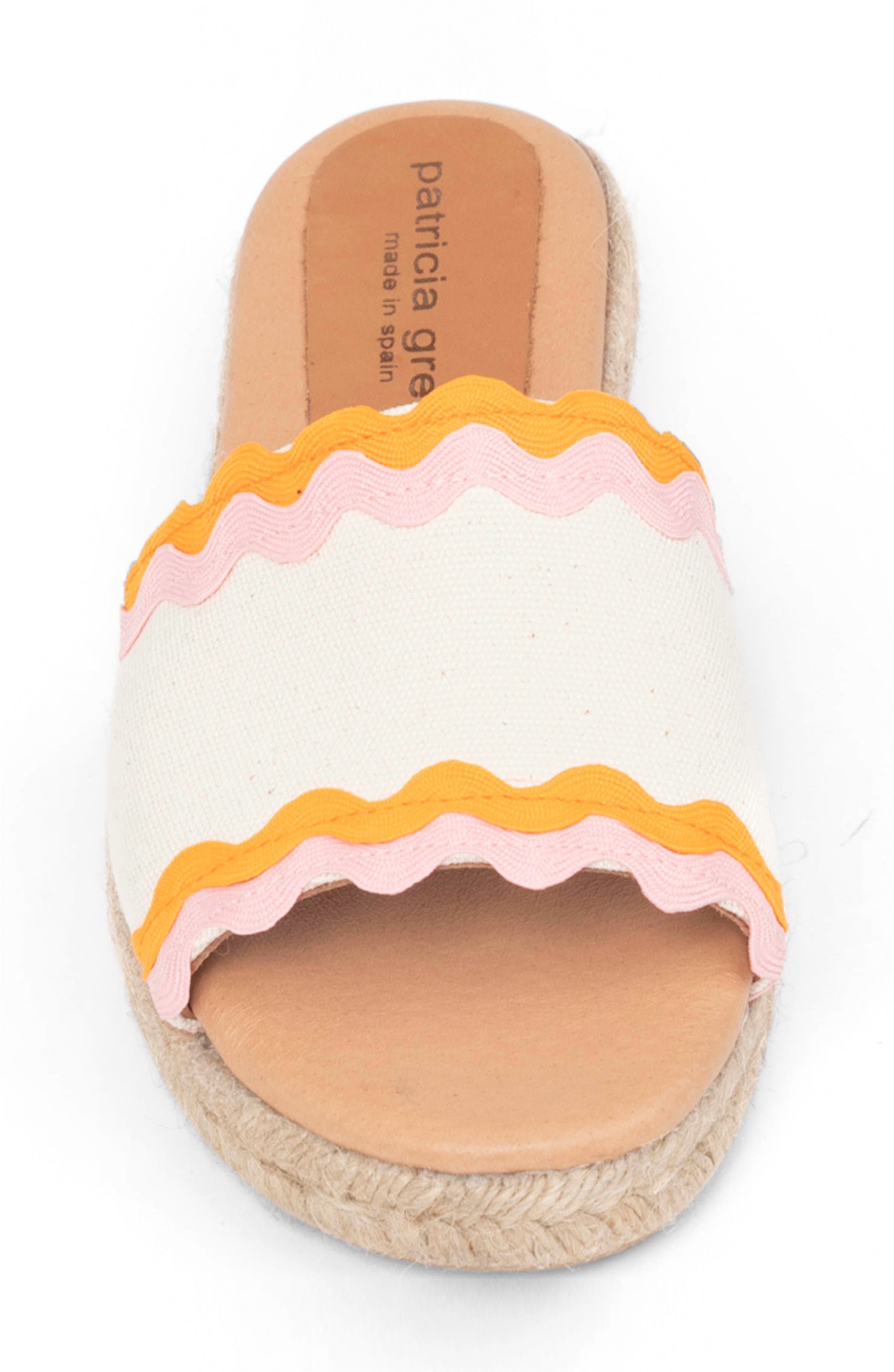 Ava Ric Rac Platform Espadrille Slide Sandal, Alternate, color, PINK/ ORANGE