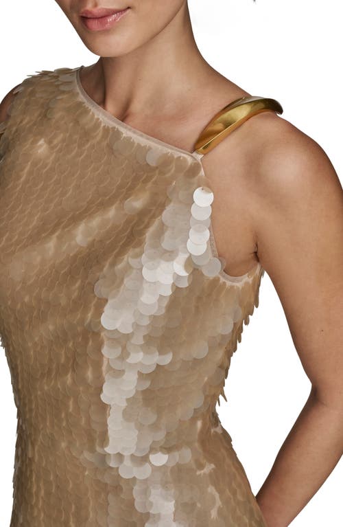 Donna Karan New York Paillette Sequin Column Gown In Gold