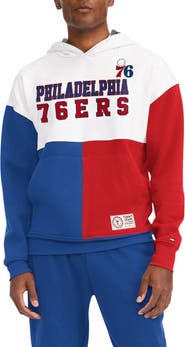 TOMMY JEANS Men's Tommy Jeans White/Red Philadelphia 76ers Andrew Split Pullover Hoodie