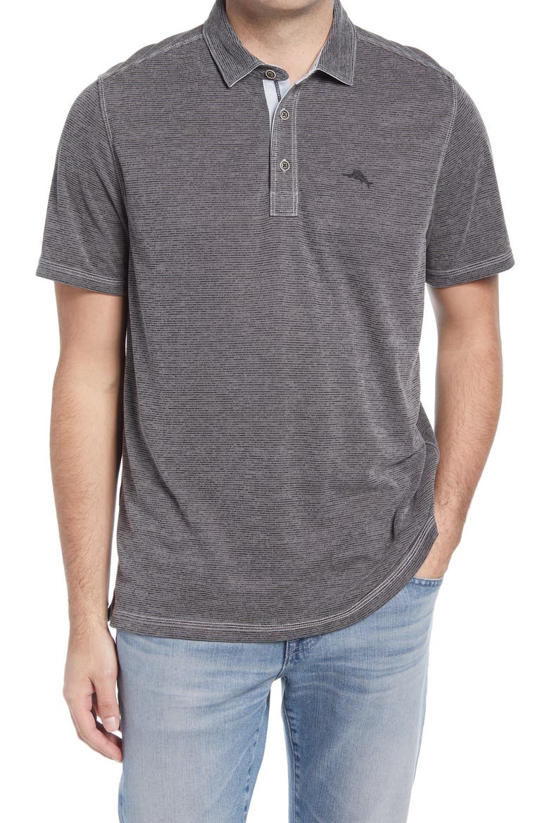 Paradiso Cove Stripe Polo, Main, color, COAL
