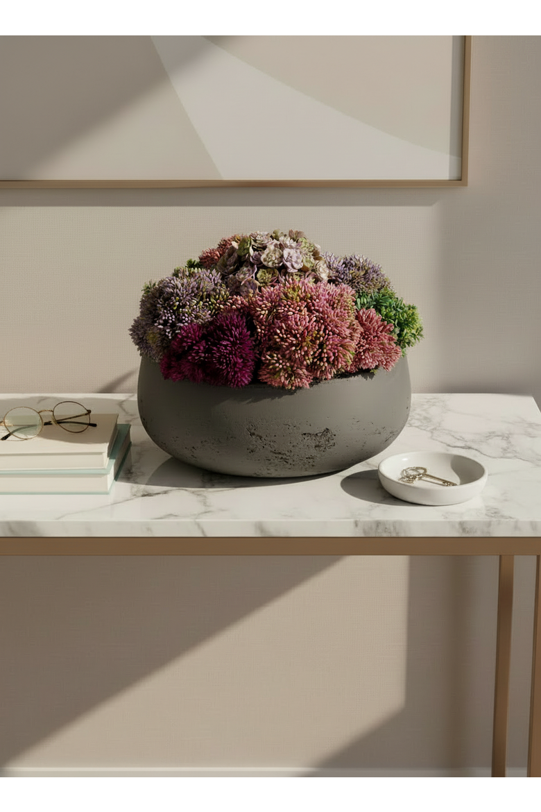 Georgina Sedum Arrangement, Alternate, color, Charcoal