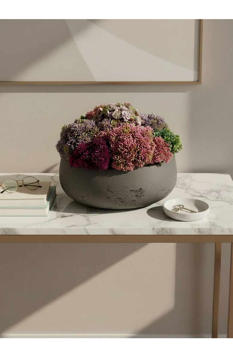 CocoBella Georgina Sedum Arrangement, Alternate, color, Charcoal