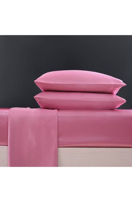 Betsey Johnson Solid Satin Sheet Set In Pink