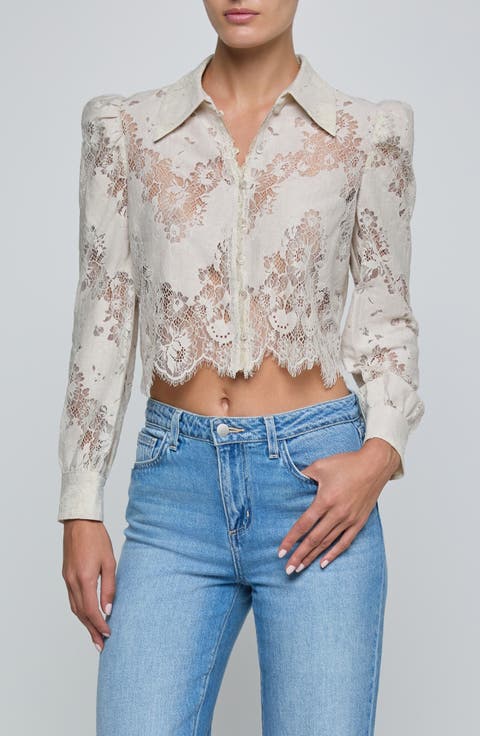 Anita Lace Crop Button-Up Shirt
