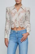 L'AGENCE Anita Lace Crop Button-Up Shirt