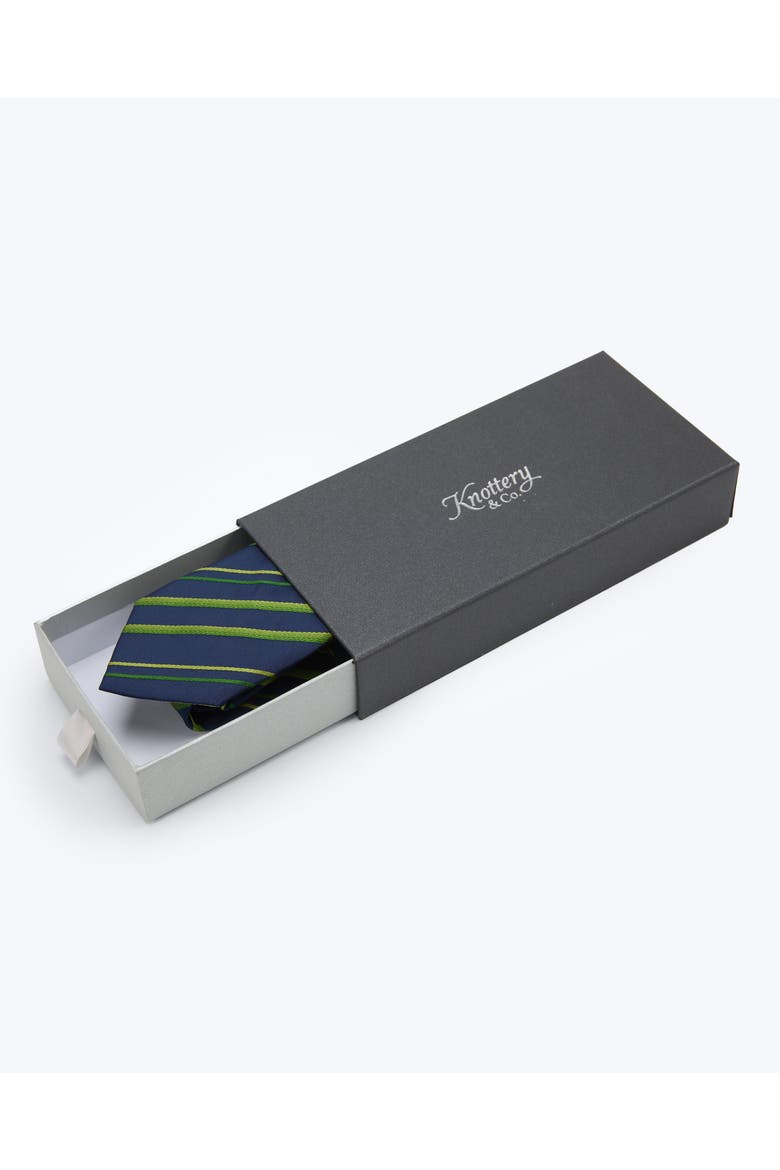 Diagonal Striped Silk Jacquard Tie, Alternate, color, Navy