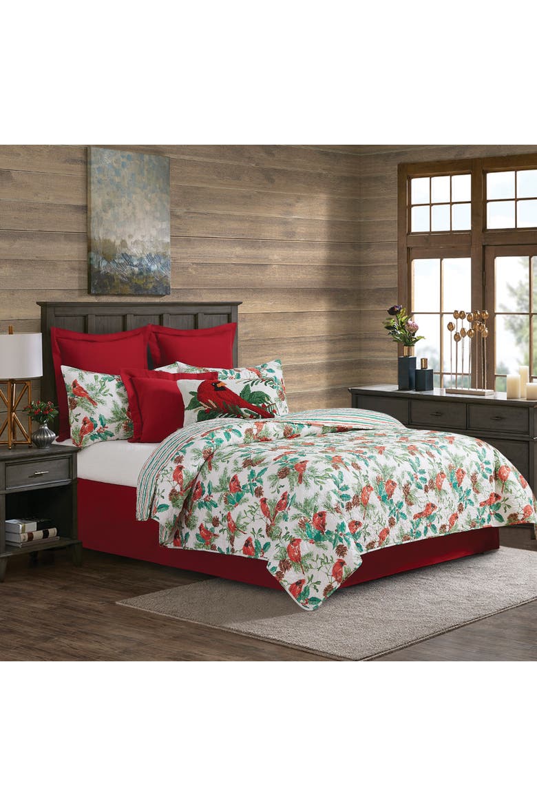 Delwyn Cardinal Cotton Quilt Set  - Reversible and Machine Washable, Main, color, Red