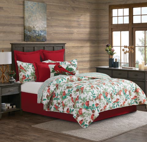 Delwyn Cardinal Cotton Quilt Set  - Reversible and Machine Washable