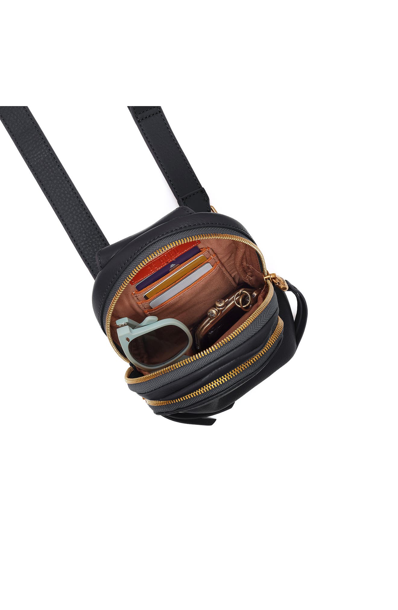 Fern Small Leather Sling Bag, Alternate, color, BLACK