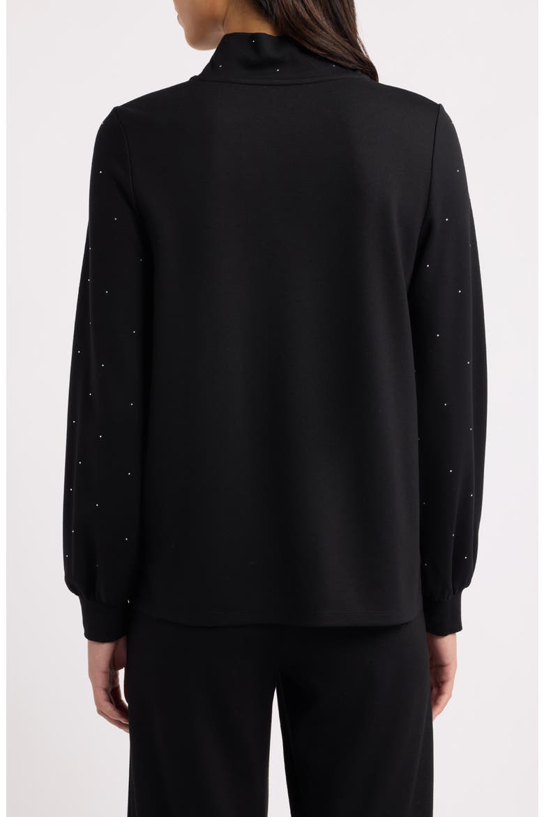 Wrap Neck Puff Sleeve Pullover, Alternate, color, ANNE BLACK