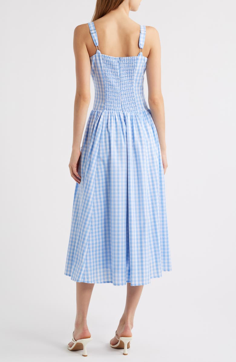 MOON RIVER Cotton Gingham Dress, Alternate, color, Light Blue
