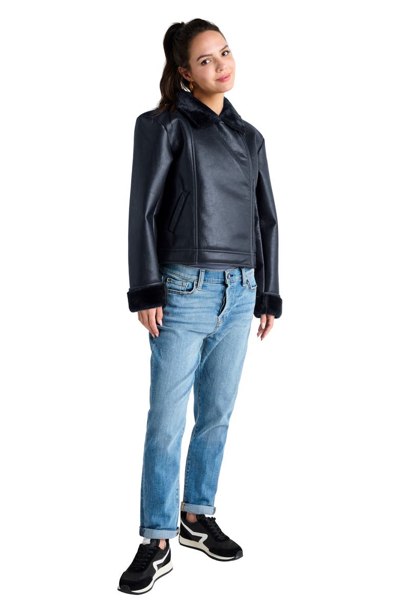 Splendid Faux Leather & Faux Shearling Moto Jacket, Alternate, color, 