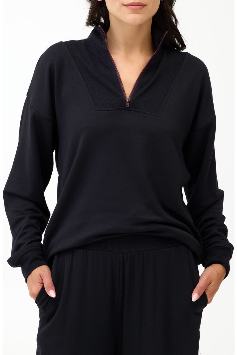 Nyla Fleece Half Zip Pullover, Main, color, BLACK/ ULTRA MAROON