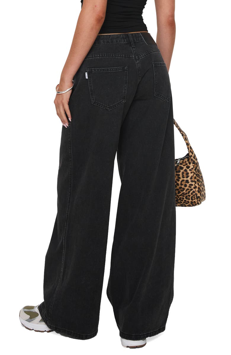 Princess Polly Ramos Low Rise Wide Leg Jeans, Alternate, color, Washed Black