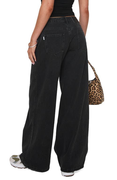 Princess Polly Ramos Low Rise Wide Leg Jeans In Black