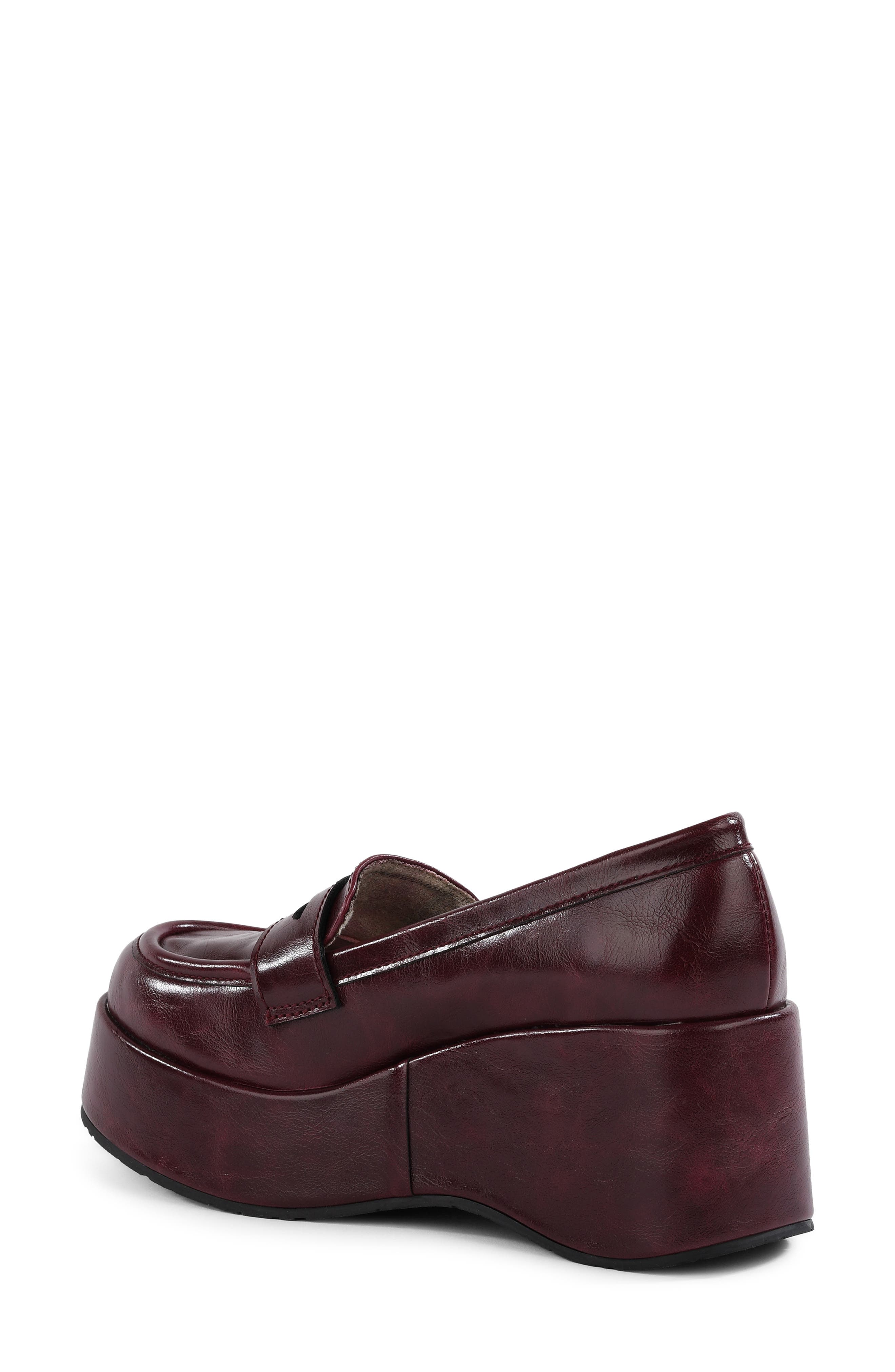 Ambitious Faux Leather Platform Wedge Loafer, Alternate, color, BURGUNDY
