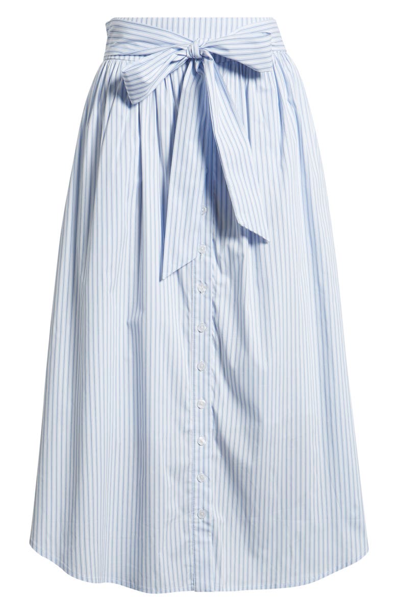 DELUC Chania Cotton Blend Midi Skirt, Alternate, color, Striped Light Blue