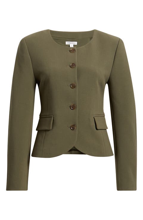 Curved Hem Collarless Jacket