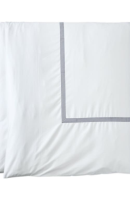 Lands' End 400 Thread Count Premium Supima Cotton No Iron Sateen Embroidered Duvet Bed Cover In Deep Sea Navy Dots