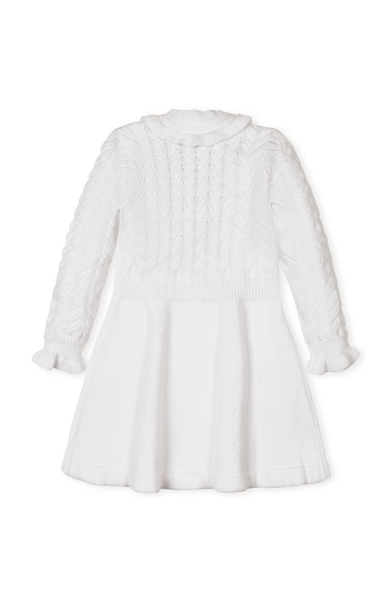 Hope & Henry Kids' Organic Chunky Ruffle Edge Sweater Dress, Alternate, color, Soft White Cable