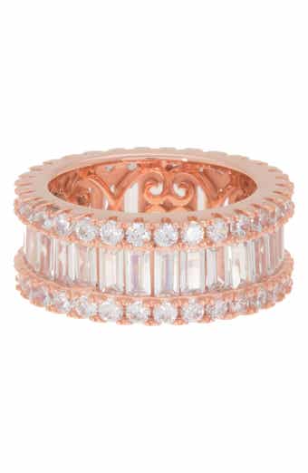 SUZY LEVIAN Rose Gold Plated Sterling Silver Baguette CZ Eternity Band Ring