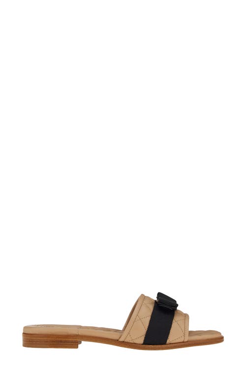 Ferragamo Women's Lovec Q Bow Accent Quilted Slide Sandals In New Bisque