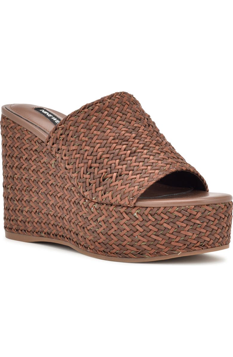 Nine West Everie Platform Wedge Sandal, Main, color, Dbr01