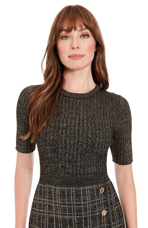 London Times Elbow Length Sleeve Side Button Dress In Gray