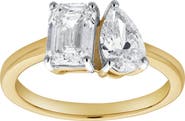 LuvMyJewelry Willow 14K Gold Toi et Moi Emerald and Pear Lab Grown Diamond Ring - 2 ct