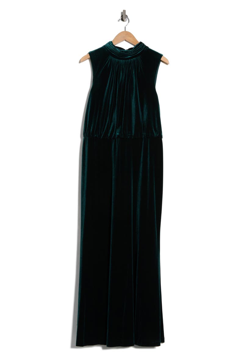 Mock Neck Sleeveless Gown, Alternate, color, HUNTER