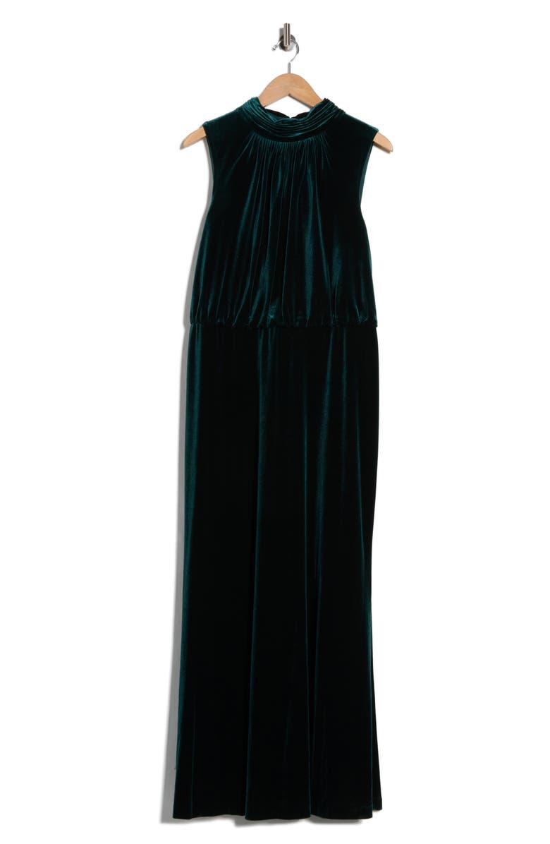 Eliza J Mock Neck Sleeveless Gown, Main, color, Hunter