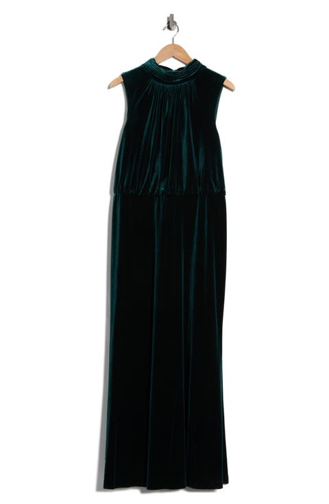 Mock Neck Sleeveless Gown (Plus)