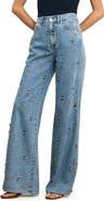 Veronica Beard Kasey Embellished Wide Leg Jeans