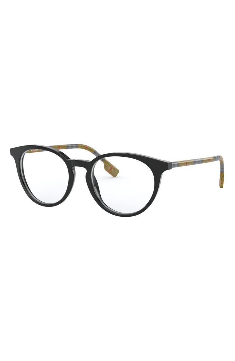 Burberry 51mm Round Optical Glasses, Alternate, color,