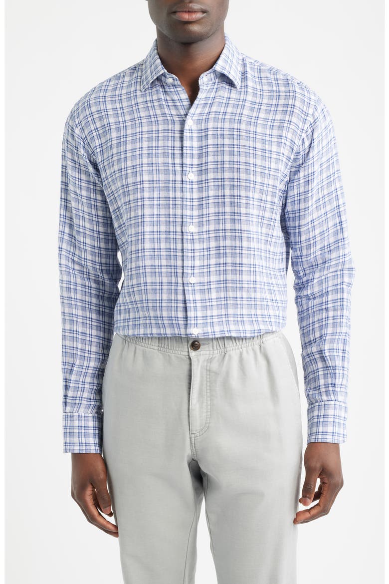 Sandbar Plaid Button-Up Shirt, Main, color, SPORT NAVY