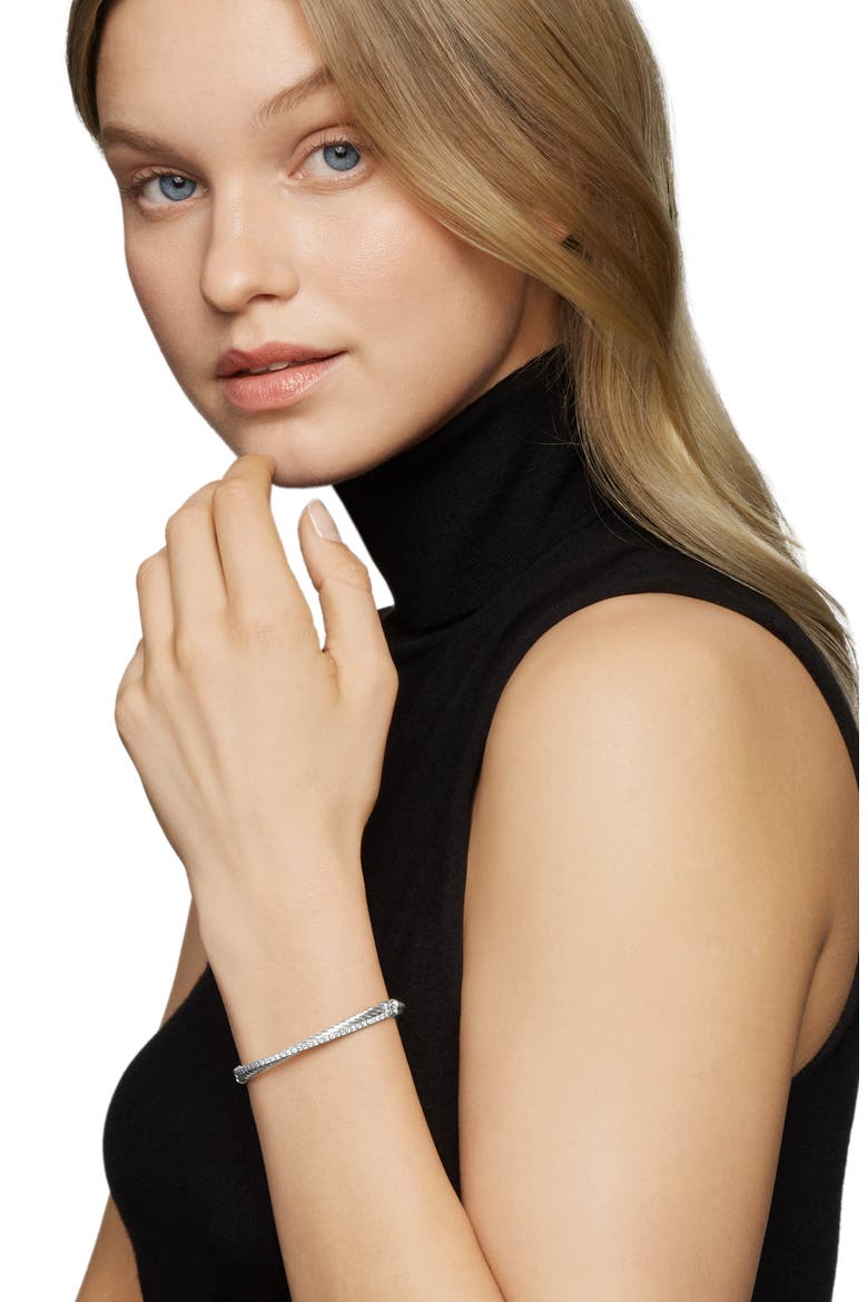 Crossover Link Bracelet in Sterling Silver with Diamonds, 3mm, Alternate, color, SILVER/ DIAMOND