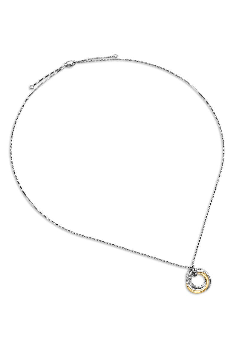 Sterling Silver & 14K Yellow Gold Crossover Pendant Necklace, 28mm, Alternate, color, TWO TONE