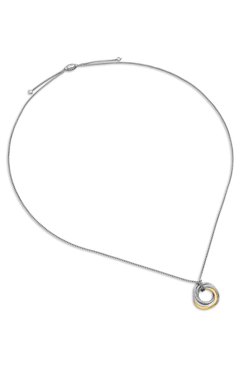 David Yurman Sterling Silver & 14K Yellow Gold Crossover Pendant Necklace, 28mm, Alternate, color, Two Tone