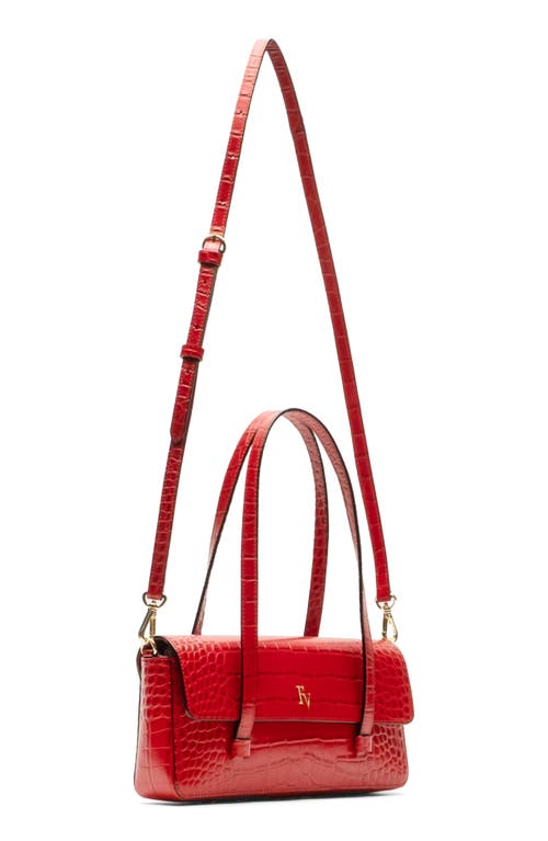 Frances Valentine Croc Embossed Leather Slim Tote In Red