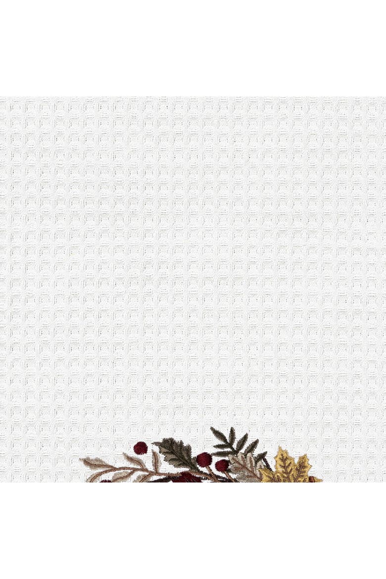Harvest Wreath Embroidered Autumnal Fall Towel, Alternate, color, Brown