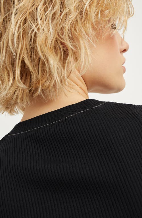 Shop Brunello Cucinelli Ribbed Jersey Top In Black