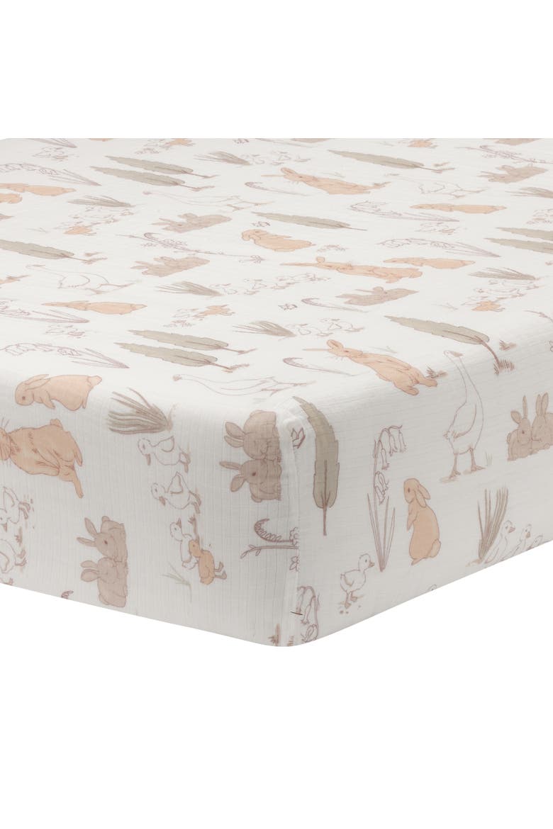 Signature Bunny Hop Organic Cotton Muslin 3-Piece Crib Bedding Set, Alternate, color, Cream