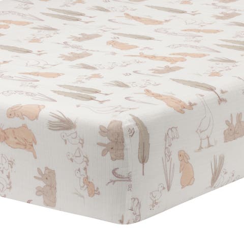 Signature Bunny Hop Organic Cotton Muslin Baby Fitted Crib Sheet