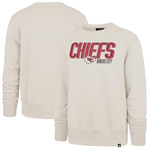 Men's '47 Cream Kansas City Chiefs Locked In Headline Pullover Crewneck