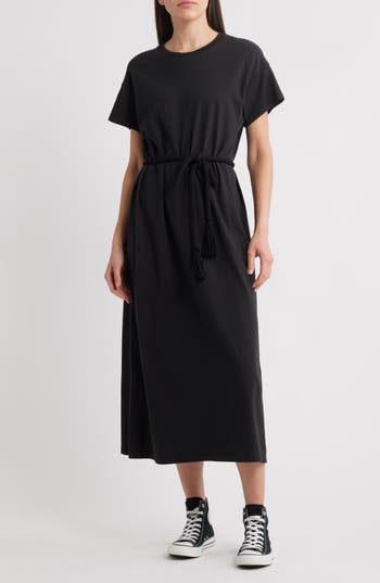 The Great . The Boxy Tee Cotton Dress In Black
