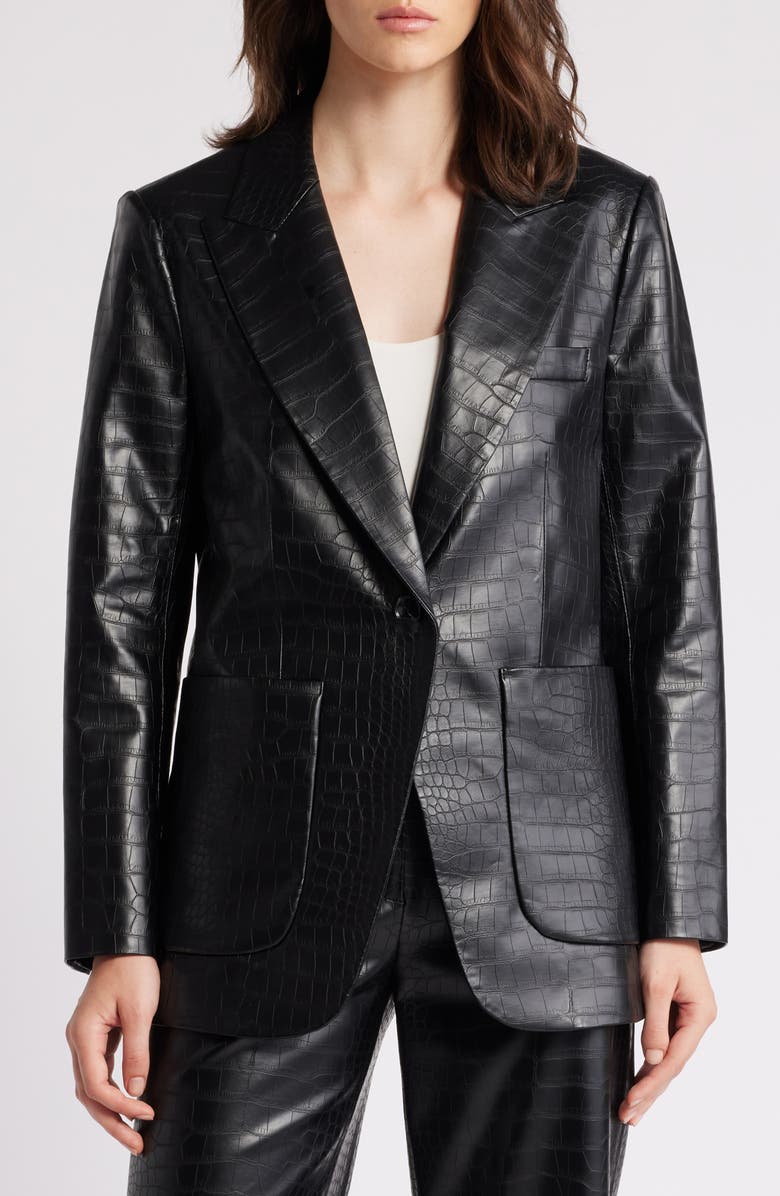 KOBI HALPERIN Embossed Faux Leather Blazer, Alternate, color,