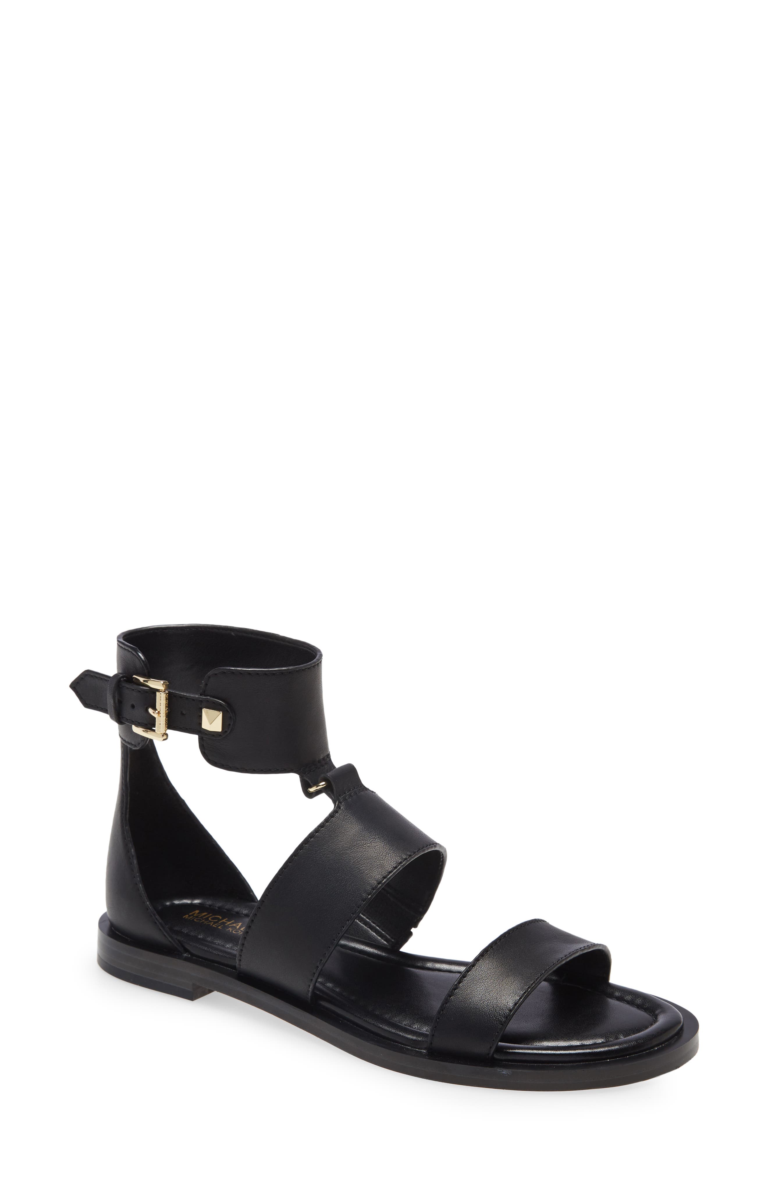 Amos Sandal, Main, color, BLACK LEATHER
