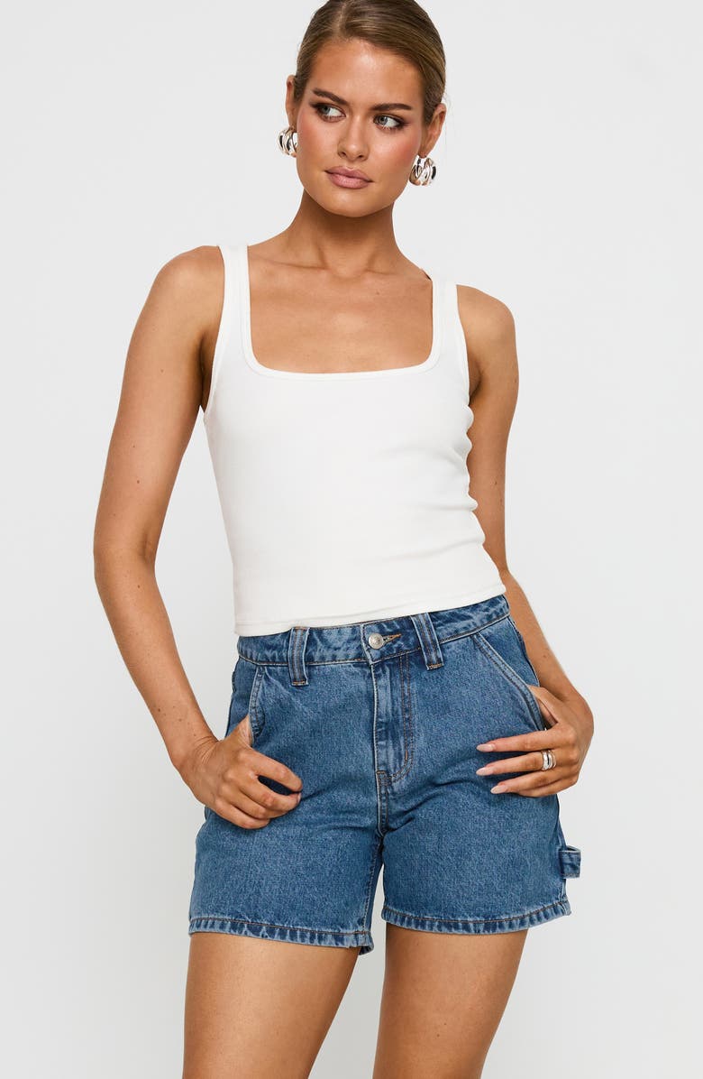 Princess Polly Lou Denim Carpenter Shorts, Alternate, color, Mid Wash