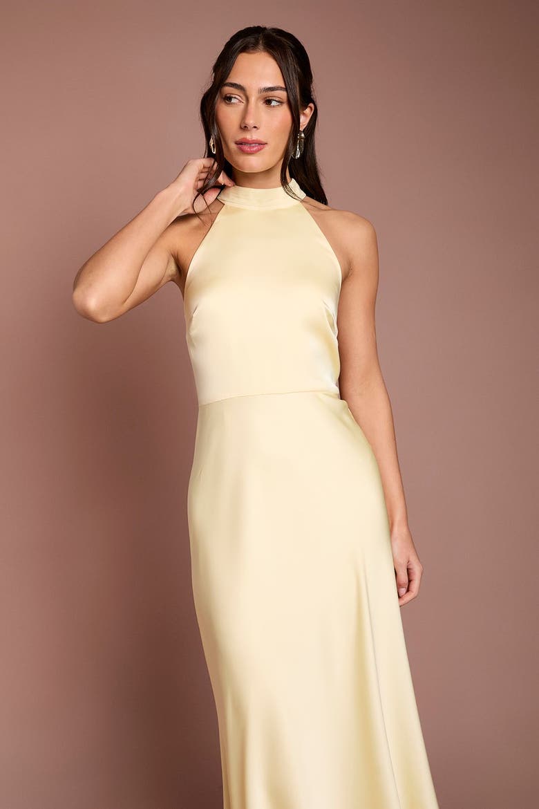 Halter Neck Maxi Dress, Alternate, color, Lemon